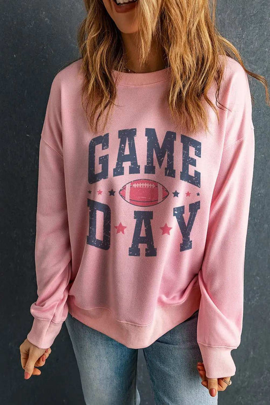 GAME DAY Round Neck Long Sleeve Sweatshirt - Trendsi - Flyclothing LLC