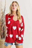 ADORA Full Size Heart V-Neck Knit Top Plus Size - Trendsi - Flyclothing LLC