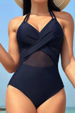 Crisscross Halter Neck One-Piece Swimwear - Trendsi - Flyclothing LLC
