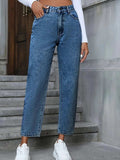Pocketed Straight Leg Jeans - Trendsi - Flyclothing LLC