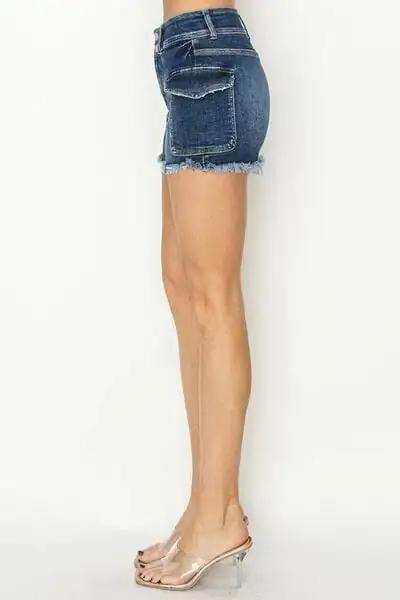 RISEN Raw Hem Denim Shorts with Pockets - Trendsi - Flyclothing LLC