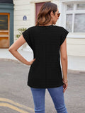 Textured Round Neck Cap Sleeve T-Shirt - Trendsi - Flyclothing LLC