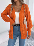 Openwork Open-Front Long Sleeve Cardigan - Trendsi - Flyclothing LLC