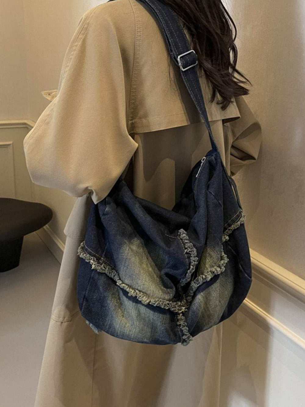 Raw Hem Gradient Crossbody Bag - Trendsi - Flyclothing LLC