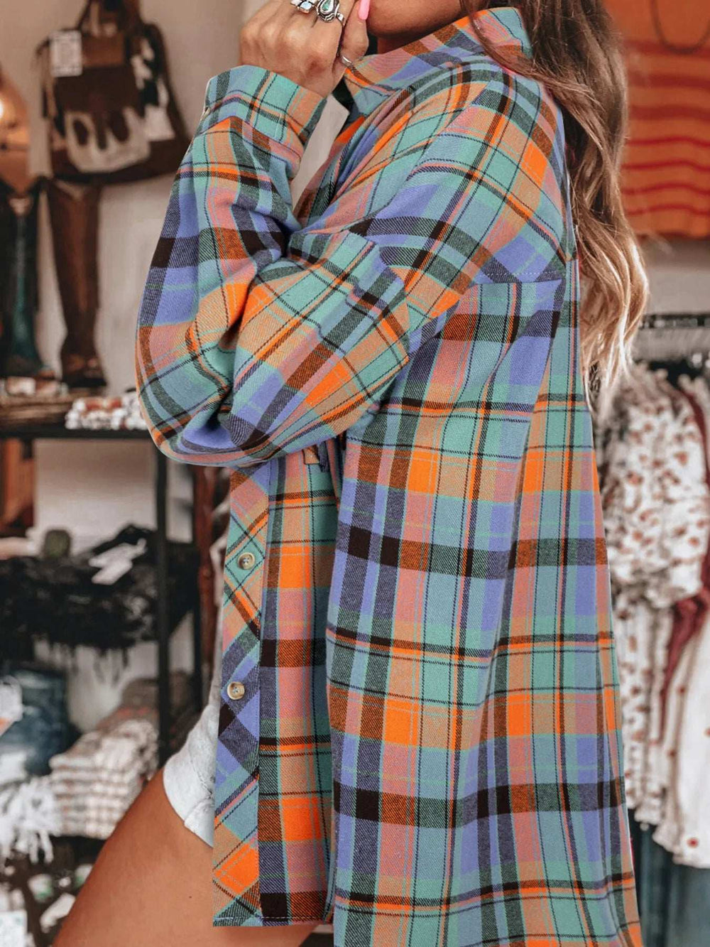 Plaid Button Up Long Sleeve Shirt - Trendsi - Flyclothing LLC