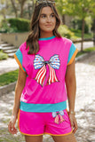 Bow Round Neck Top and Shorts Set - Trendsi - Flyclothing LLC
