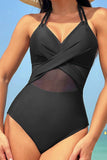 Crisscross Halter Neck One-Piece Swimwear - Trendsi - Flyclothing LLC