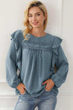Round Neck Ruffled Blouse - Trendsi - Flyclothing LLC