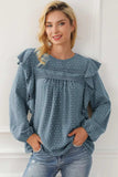 Round Neck Ruffled Blouse - Trendsi - Flyclothing LLC