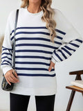 Striped Round Neck Long Sleeve T-Shirt - Trendsi - Flyclothing LLC