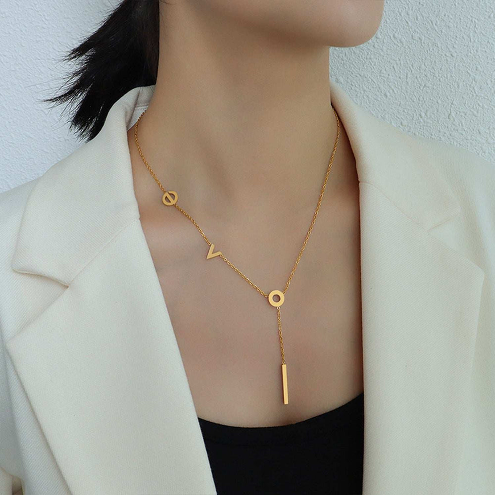 Titanium Steel Letter Necklace - Trendsi - Flyclothing LLC