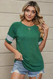 Striped Round Neck Short Sleeve T-Shirt - Trendsi - Flyclothing LLC