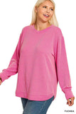 Zenana Full Size Raised Rib Round Neck Long Sleeve Top Plus Size - Trendsi - Flyclothing LLC