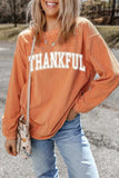 THANKFUL Round Neck Long Sleeve Sweatshirt - Trendsi - Flyclothing LLC
