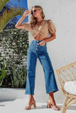 Button Fly Cropped Wide Leg Jeans - Trendsi - Flyclothing LLC