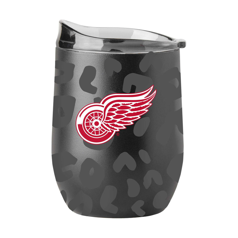Detroit Red Wings Leopard 16oz Black Powdercoat Curved Beverage - Logo Brands - Flyclothing LLC