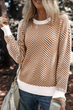 Striped Round Neck Long Sleeve Sweater - Trendsi - Flyclothing LLC