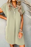 Collared Neck Short Sleeve Mini Dress - Trendsi - Flyclothing LLC