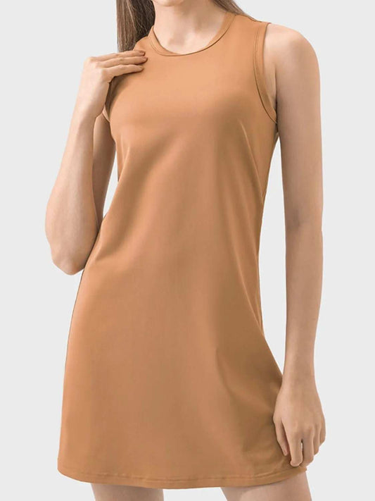 Round Neck Sleeveless Active Dress - Trendsi - Flyclothing LLC