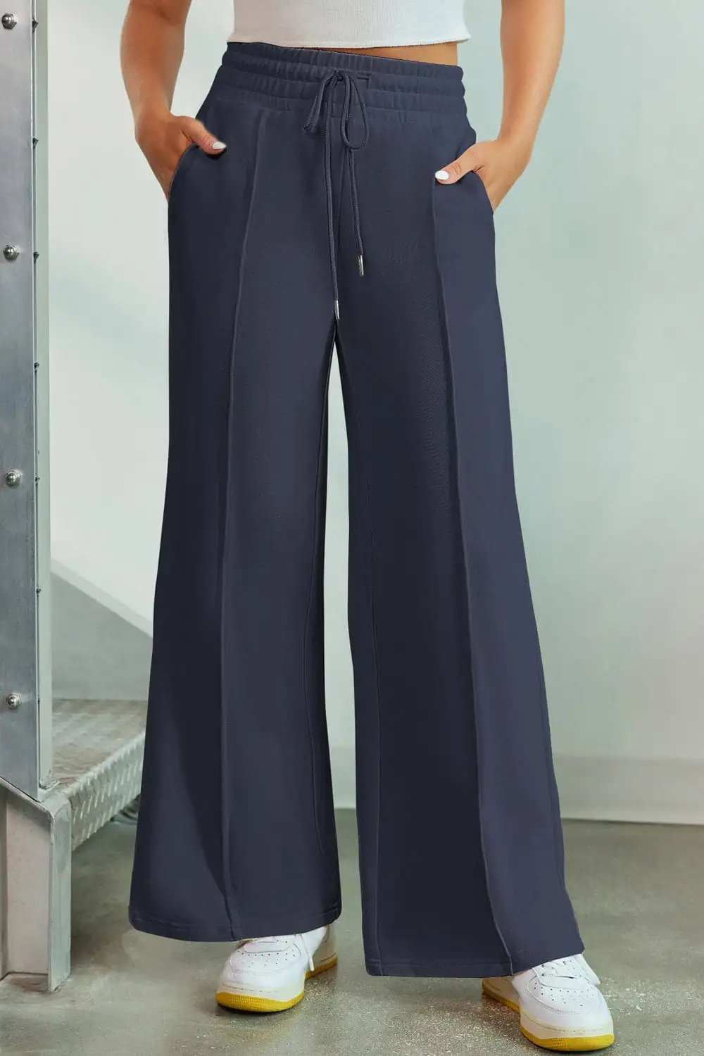 Drawstring Wide Leg Pants with Pockets - Trendsi - Flyclothing LLC