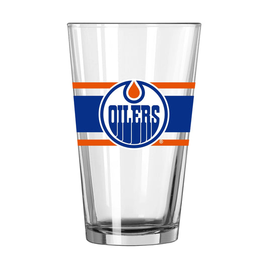 Edmonton Oilers 16oz Stripe Pint Glass - Logo Brands - Flyclothing LLC