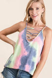 BiBi Tie Dye Terry Camisole with Caged Neck - Trendsi - Flyclothing LLC