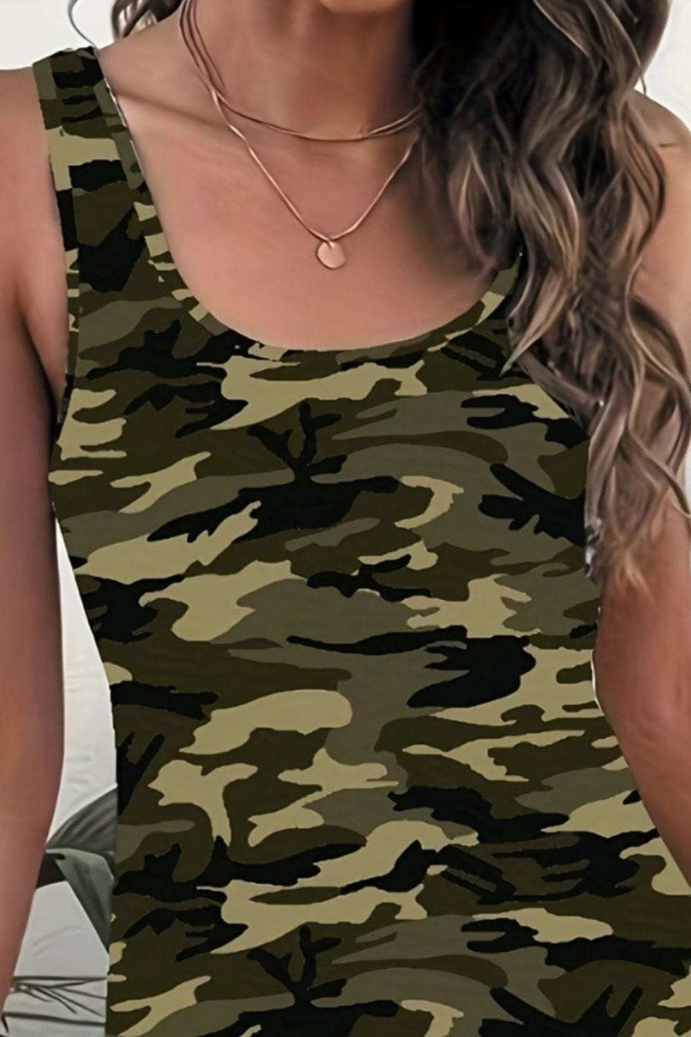 Printed Scoop Neck Wide Strap Mini Dress - Trendsi - Flyclothing LLC