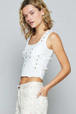 POL Eyelet Stud Detail Scoop Neck Cropped Tank - Trendsi - Flyclothing LLC