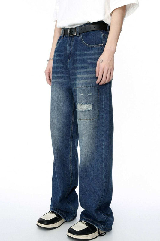 Men's Distressed Applique Straight Jeans - Trendsi - Flyclothing LLC