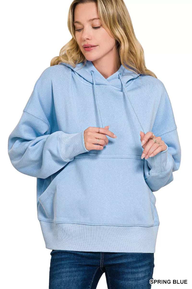 Zenana Oversized Fleece Kangaroo Pocket Hoodie - Trendsi - Flyclothing LLC