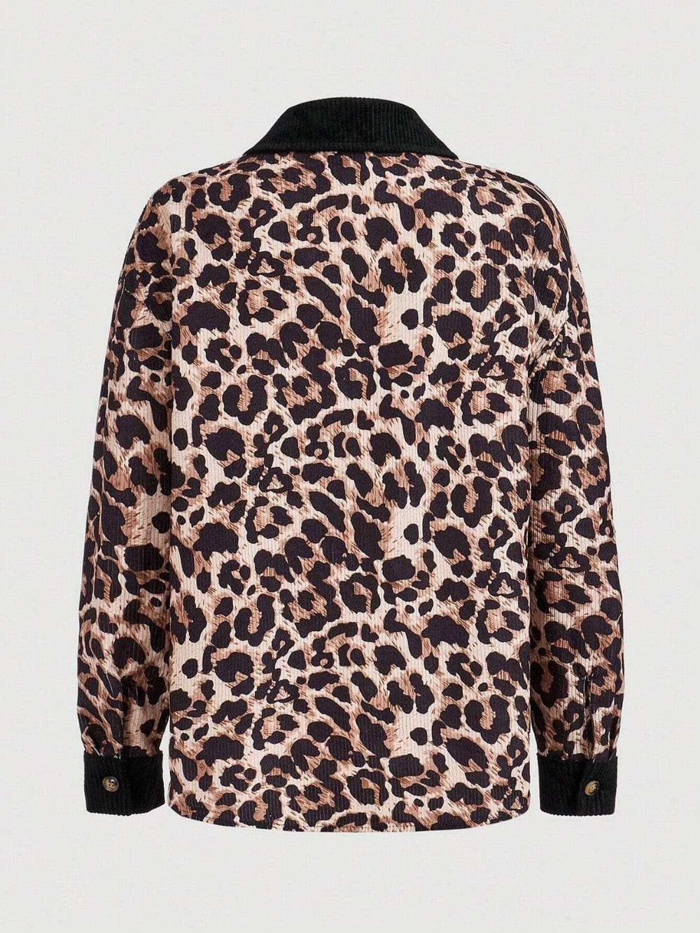 Leopard Collared Neck Button Up Shacket - Trendsi - Flyclothing LLC
