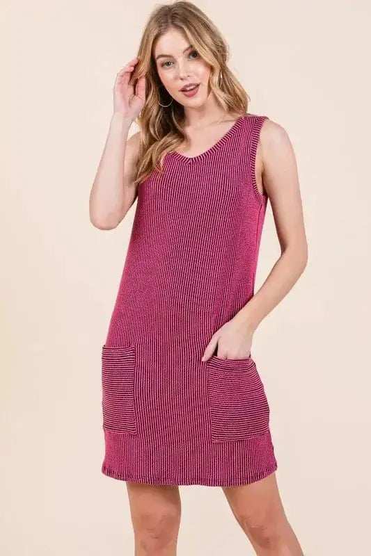 BOMBOM Rib Knit Tank Dress - Trendsi - Flyclothing LLC