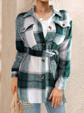 Tied Plaid Button Up Shacket - Trendsi - Flyclothing LLC