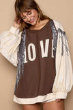 POL Balloon Sleeve French Terry Sweatshirt with Sequin Tassel - Trendsi - Flyclothing LLC