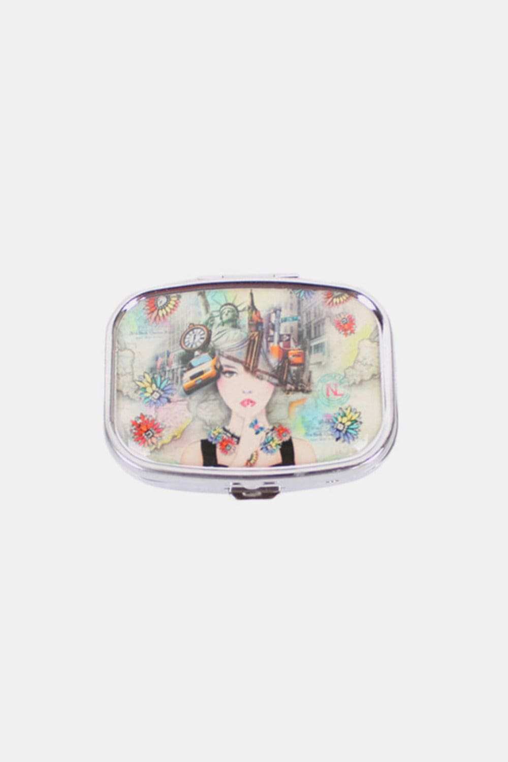 Nicole Lee USA Print Metallic Rectangular Pill Case - Trendsi - Flyclothing LLC