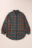 Plaid Collared Neck Long Sleeve Shirt - Trendsi - Flyclothing LLC