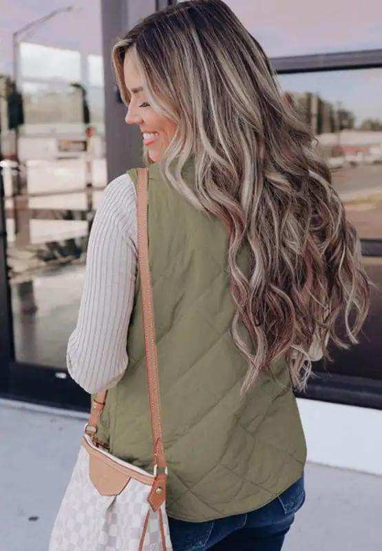 Fuzzy Zip Up Vest Coat with Pockets - Trendsi - Flyclothing LLC