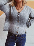 Gradient Heart Shape Button V-Neck Cardigan - Trendsi - Flyclothing LLC