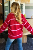 Haptics Collared Neck Striped Contrast Sweater - Trendsi - Flyclothing LLC