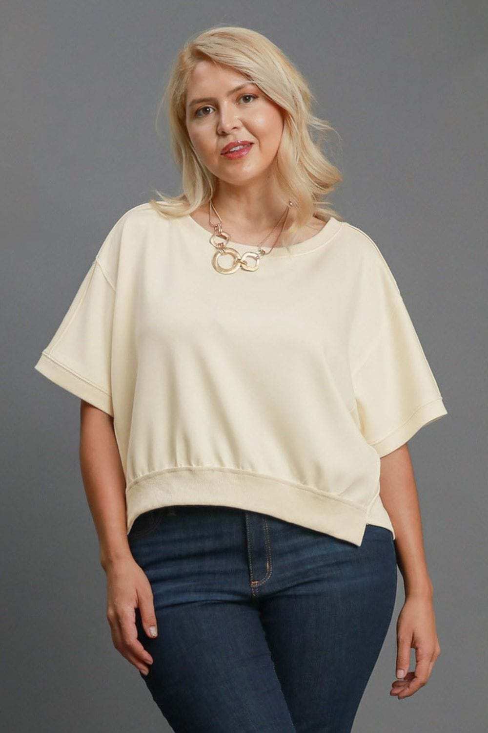 Umgee Full Size Lightweight Cropped Sweatshirt Plus Size - Trendsi - Flyclothing LLC