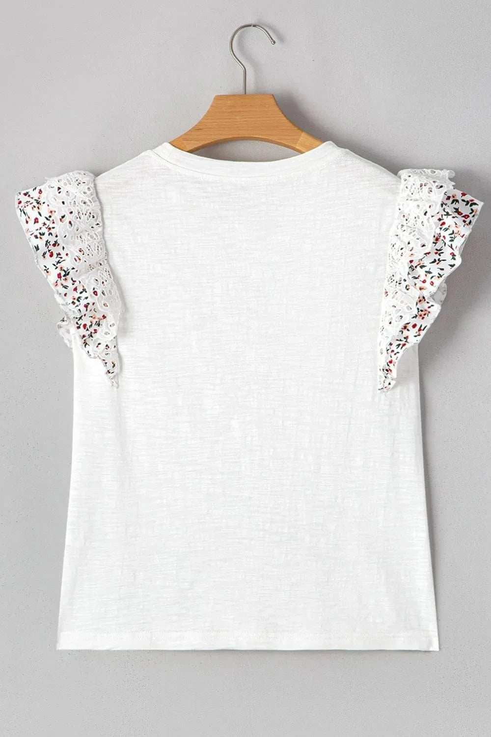 Floral Lace Eyelet Patched Butterfly Sleeve Blouse - Trendsi - Flyclothing LLC