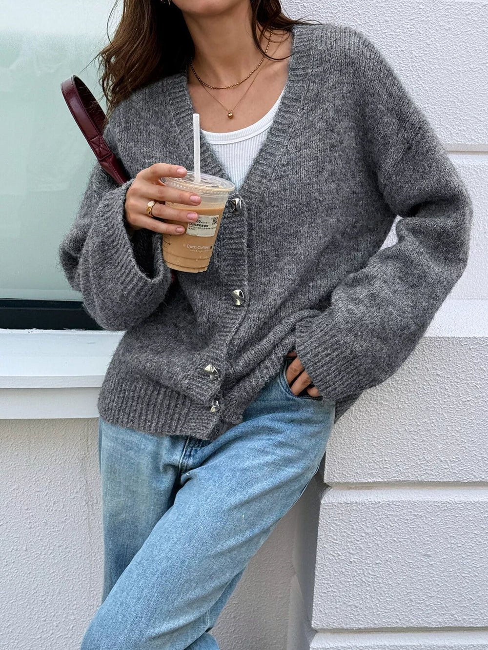 Button-Down Knit Cardigan - Trendsi - Flyclothing LLC