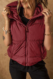 Drawstring Zip Up Hooded Vest Coat - Trendsi - Flyclothing LLC