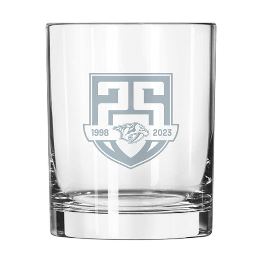 Nashville Predators 25th Anniversary 14oz Rocks Glass - Logo Brands - Flyclothing LLC