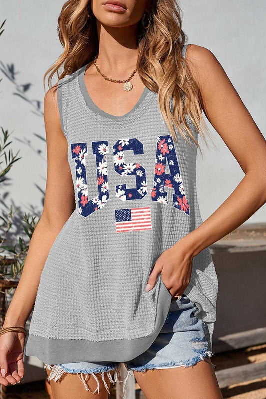 USA Scoop Neck Tank - Trendsi - Flyclothing LLC