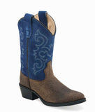 Old West Boys Dark Brown Blue Shaft Western Boot 8174 - Old West - Flyclothing LLC