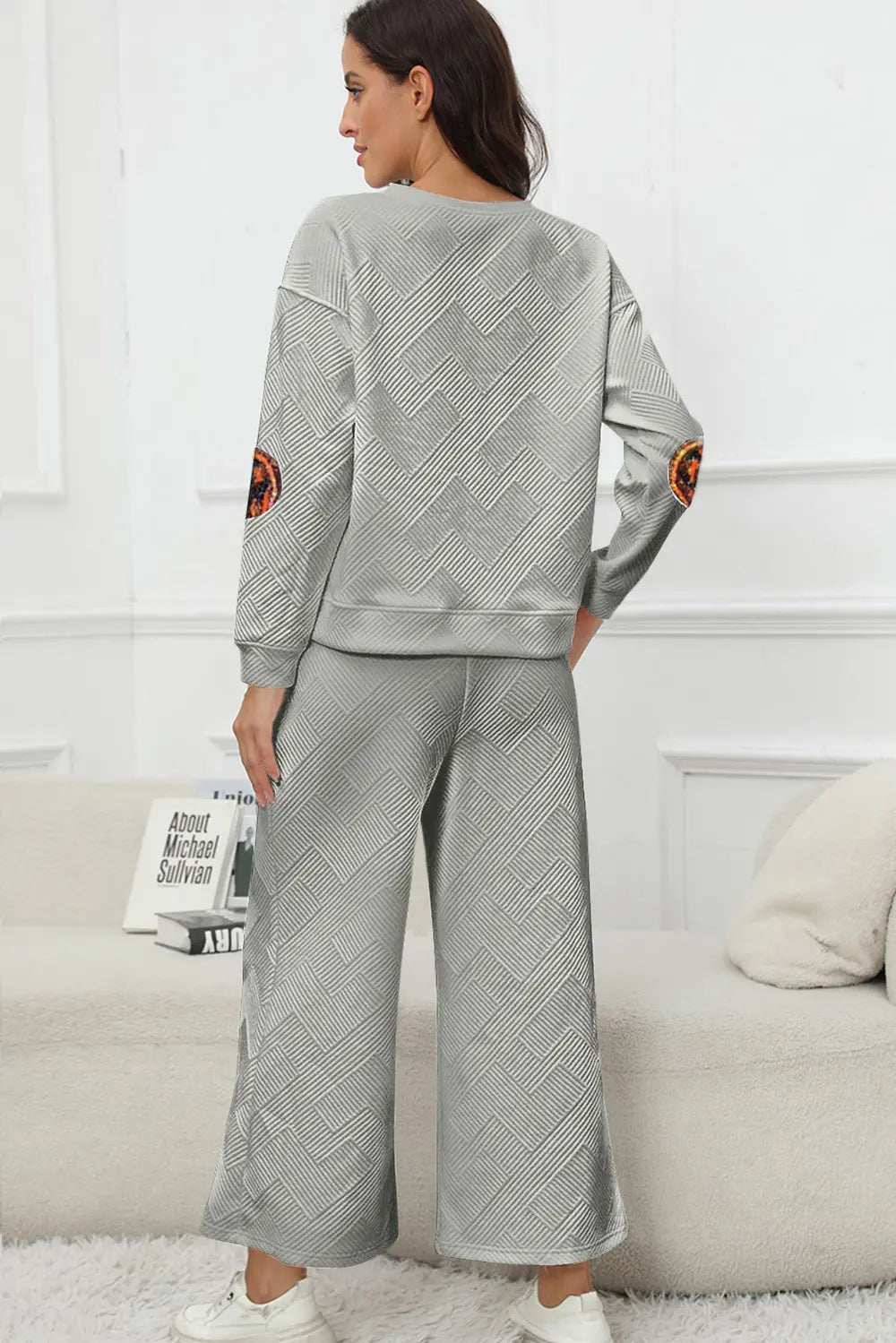 Sequin Patch Pumpkin Top and Pants Set - Trendsi - Flyclothing LLC