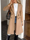 Double-Breasted Wool Blend Overcoat - Trendsi - Flyclothing LLC