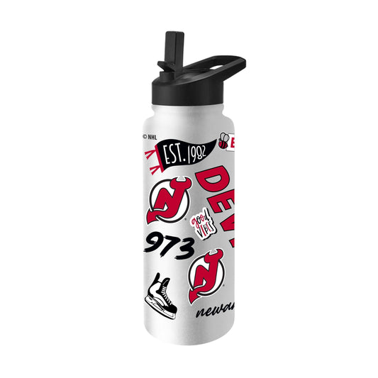 New Jersey Devils 34oz Native Quencher Bottle - Logo Brands - Flyclothing LLC