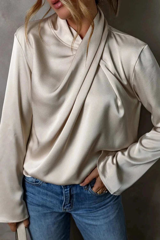 Cutout Ruched Long Sleeve Blouse - Trendsi - Flyclothing LLC